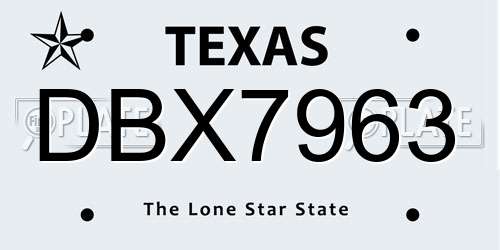 DBX7963 Texas License Plate