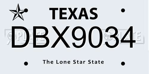 DBX9034 Texas License Plate