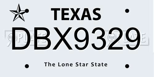 DBX9329 Texas License Plate