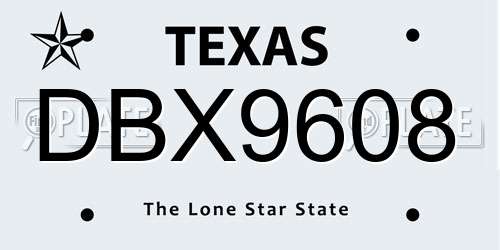 DBX9608 Texas License Plate