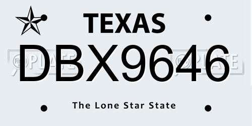DBX9646 Texas License Plate