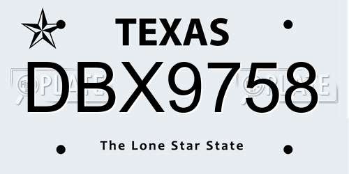 DBX9758 Texas License Plate