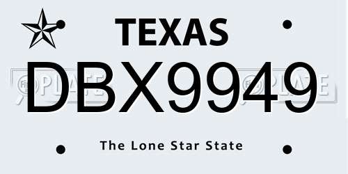 DBX9949 Texas License Plate