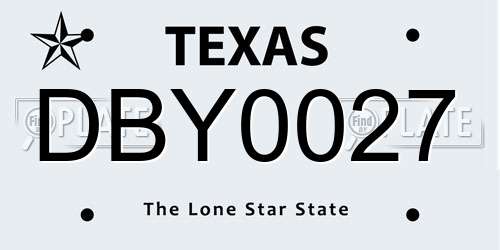 DBY0027 Texas License Plate