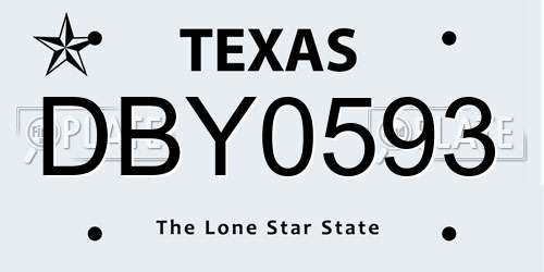 DBY0593 Texas License Plate