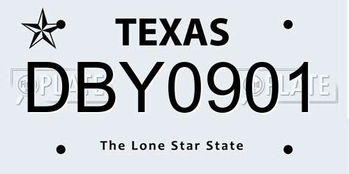 DBY0901 Texas License Plate
