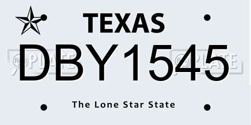DBY1545 Texas License Plate
