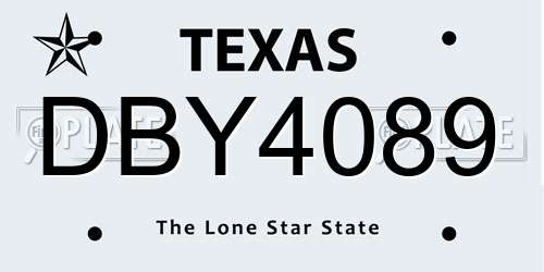 DBY4089 Texas License Plate