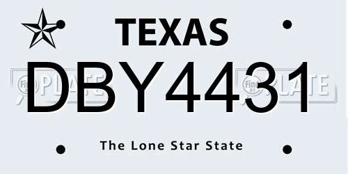 DBY4431 Texas License Plate