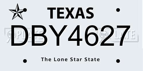 DBY4627 Texas License Plate