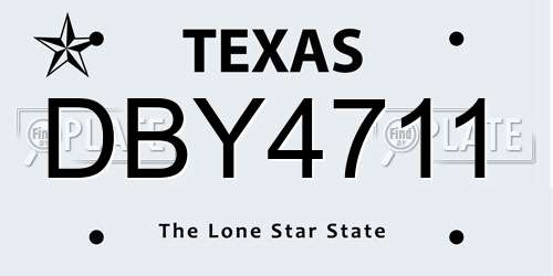 DBY4711 Texas License Plate