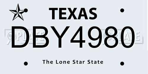 DBY4980 Texas License Plate