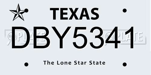 DBY5341 Texas License Plate