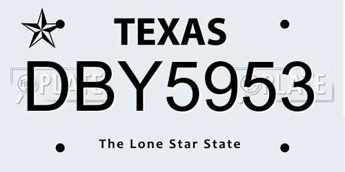 DBY5953 Texas License Plate