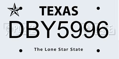 DBY5996 Texas License Plate