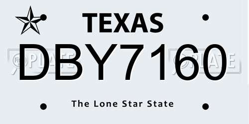 DBY7160 Texas License Plate