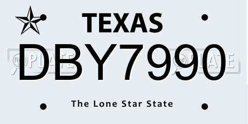 DBY7990 Texas License Plate