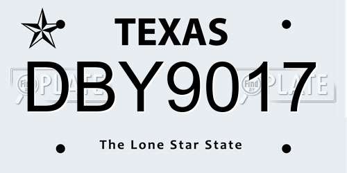 DBY9017 Texas License Plate
