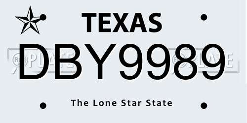 DBY9989 Texas License Plate