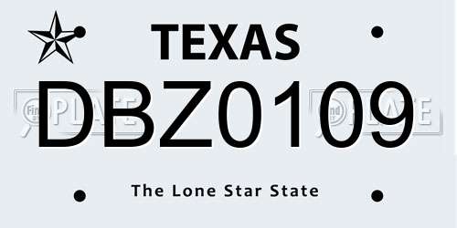 DBZ0109 Texas License Plate