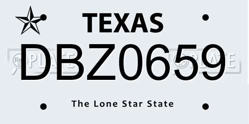 DBZ0659 Texas License Plate