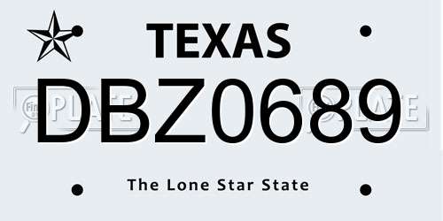 DBZ0689 Texas License Plate