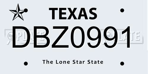 DBZ0991 Texas License Plate