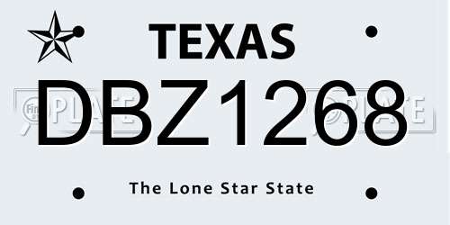 DBZ1268 Texas License Plate