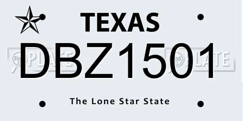 DBZ1501 Texas License Plate