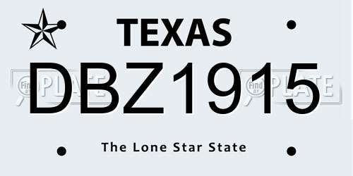 DBZ1915 Texas License Plate