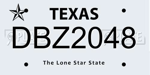 DBZ2048 Texas License Plate