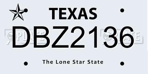 DBZ2136 Texas License Plate