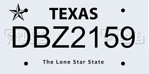 DBZ2159 Texas License Plate