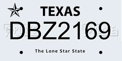 DBZ2169 Texas License Plate