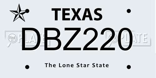 DBZ220 Texas License Plate