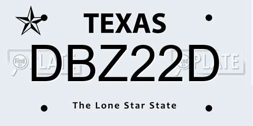 DBZ22D Texas License Plate