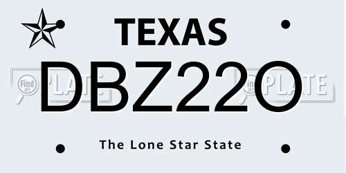 DBZ22O Texas License Plate