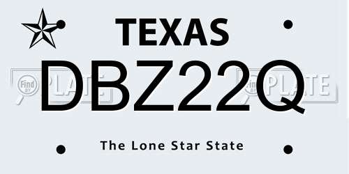 DBZ22Q Texas License Plate