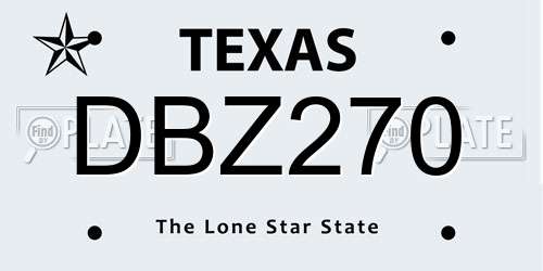 DBZ270 Texas License Plate