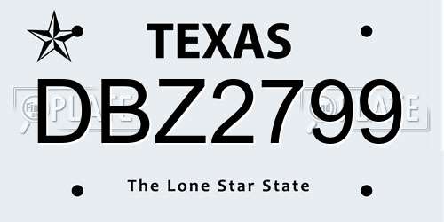 DBZ2799 Texas License Plate