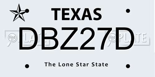 DBZ27D Texas License Plate
