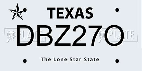 DBZ27O Texas License Plate
