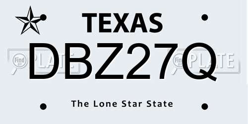 DBZ27Q Texas License Plate