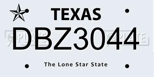 DBZ3044 Texas License Plate