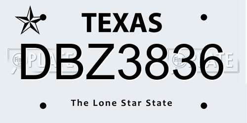 DBZ3836 Texas License Plate