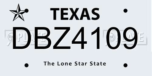 DBZ4109 Texas License Plate