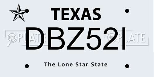 DBZ52I Texas License Plate