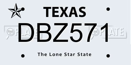 DBZ571 Texas License Plate