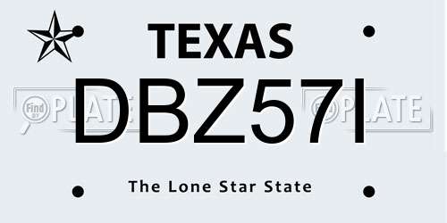 DBZ57I Texas License Plate