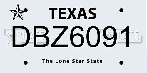 DBZ6091 Texas License Plate